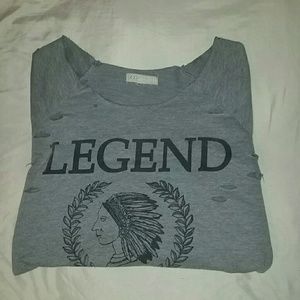 Distressed long-sleeved top